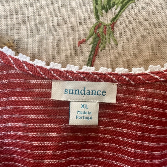 Sundance Linen Tunic Brick Red Striped NWOT - Picture 2 of 7